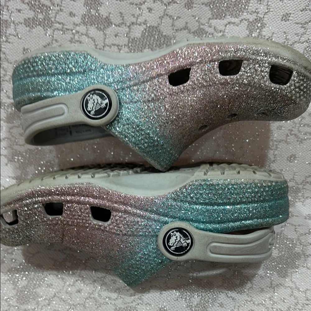 CROCS Silver and Brown Sandals with Metallic‎ Finish